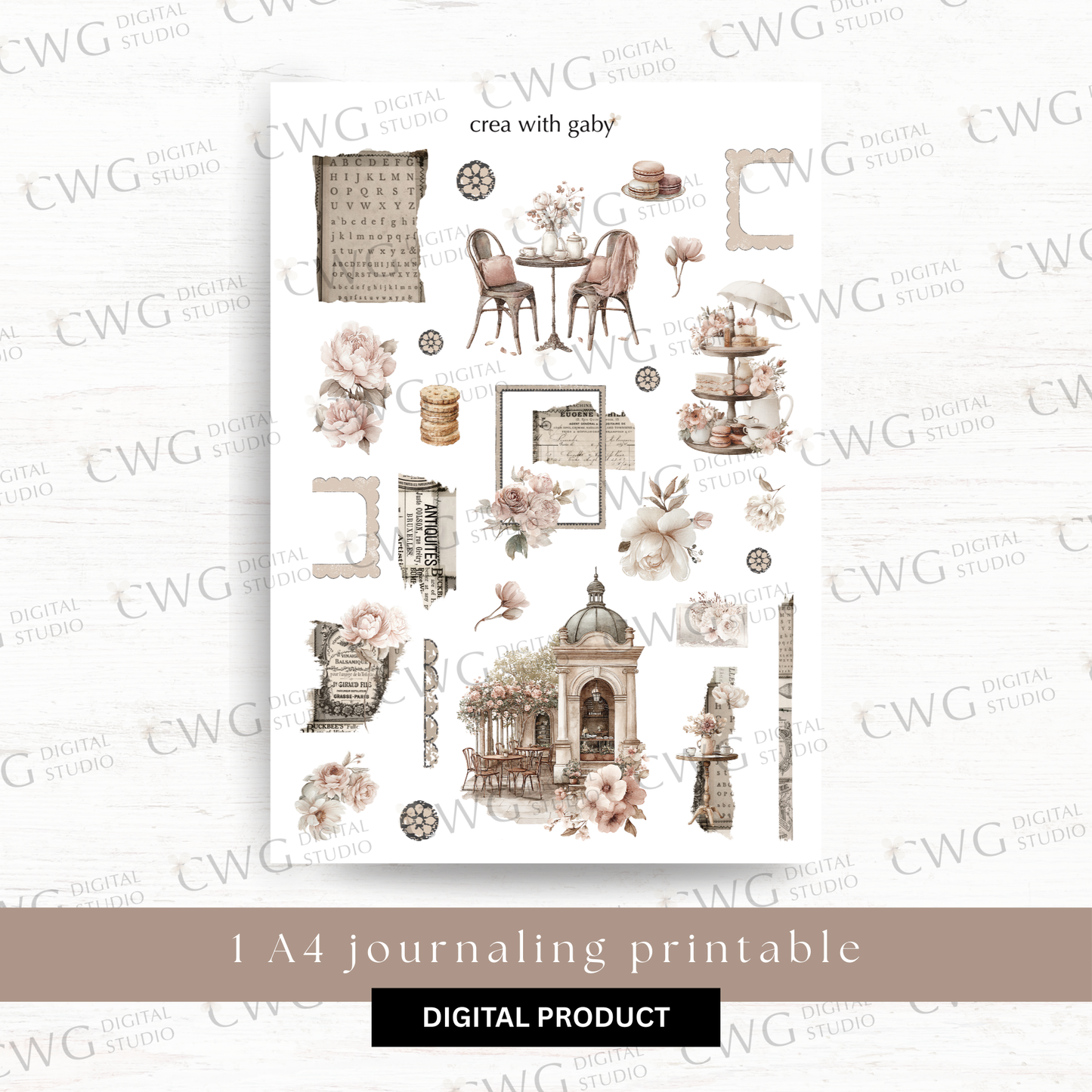 Digital journaling kit: Afternoon tea (December 2025 sub kit)