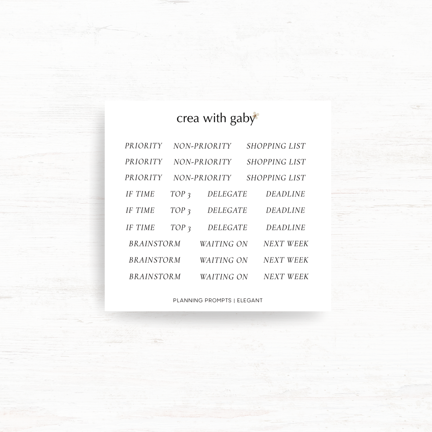 Planning prompts: Functional stickers