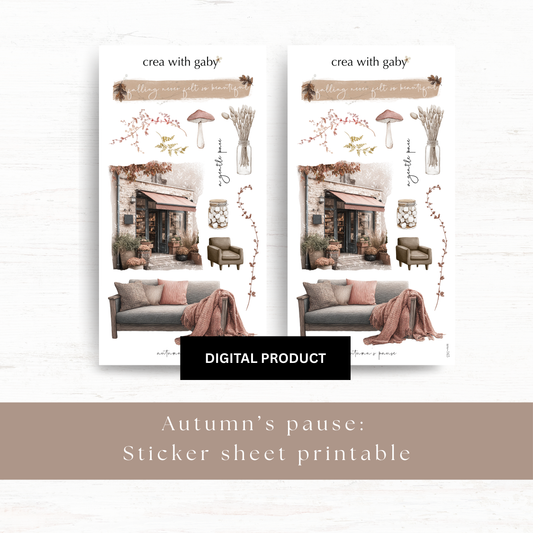 Printable PNG sticker sheets: Autumn's pause
