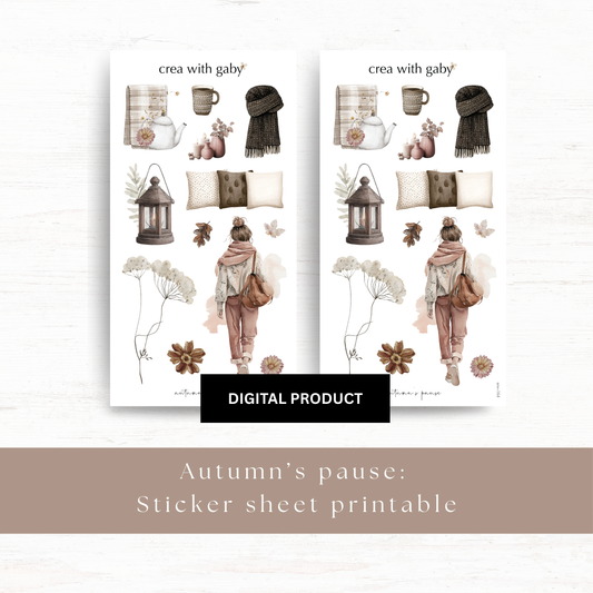 Printable PNG sticker sheets: Autumn's pause