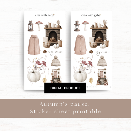Printable PNG sticker sheets: Autumn's pause