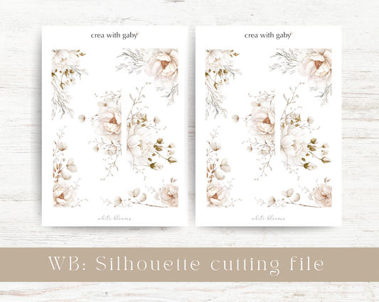 Silhouette cutting file: White blooms collection sticker sheet (004)