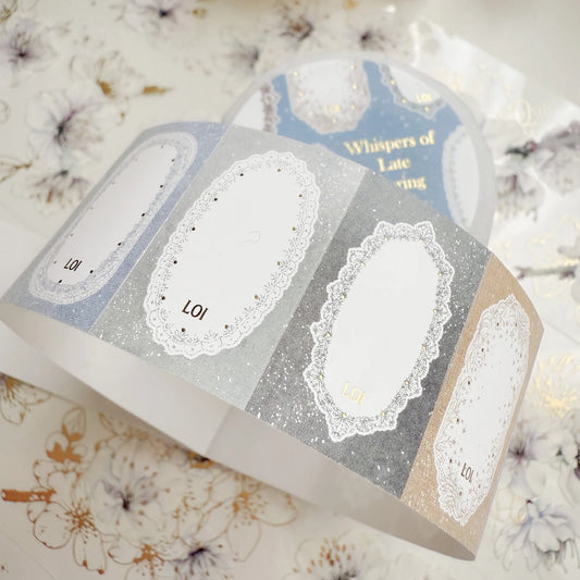Loidesign "whispers of late spring - Lace frame " foil Label Sticker (32 sticker loop)