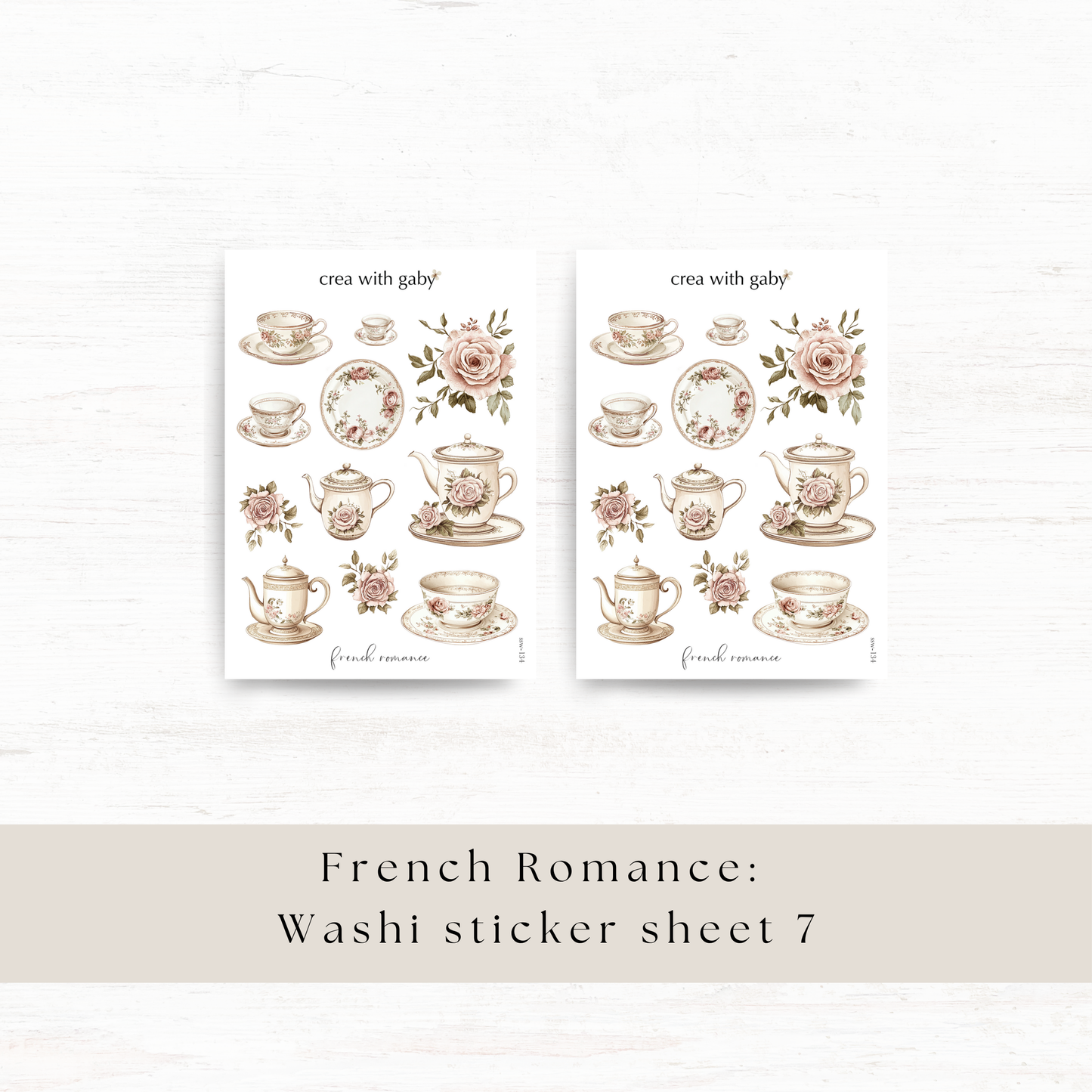 Vintage crockery stickers: French romance