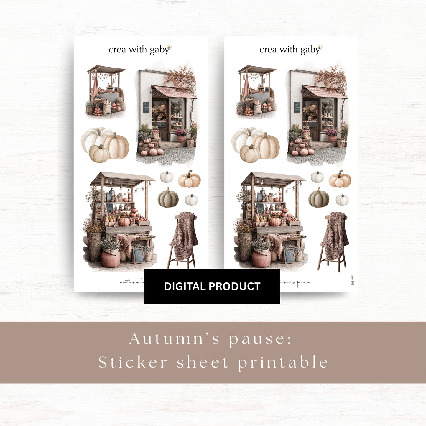 Printable PNG sticker sheets: Autumn's pause