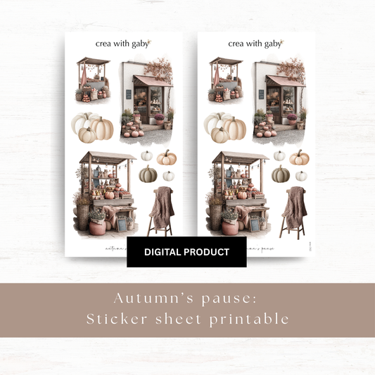 Printable PNG sticker sheets: Autumn's pause