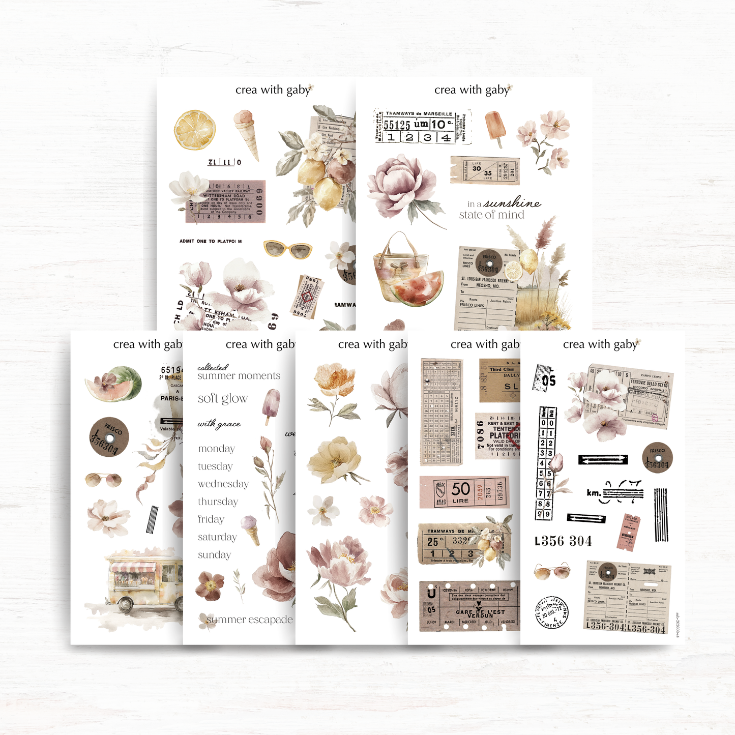 Deco sticker sheets bundle: Summer escapade (August 2026 sub kit)
