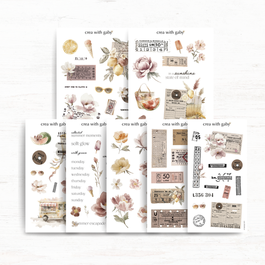 Deco sticker sheets bundle: Summer escapade (August 2026 sub kit)