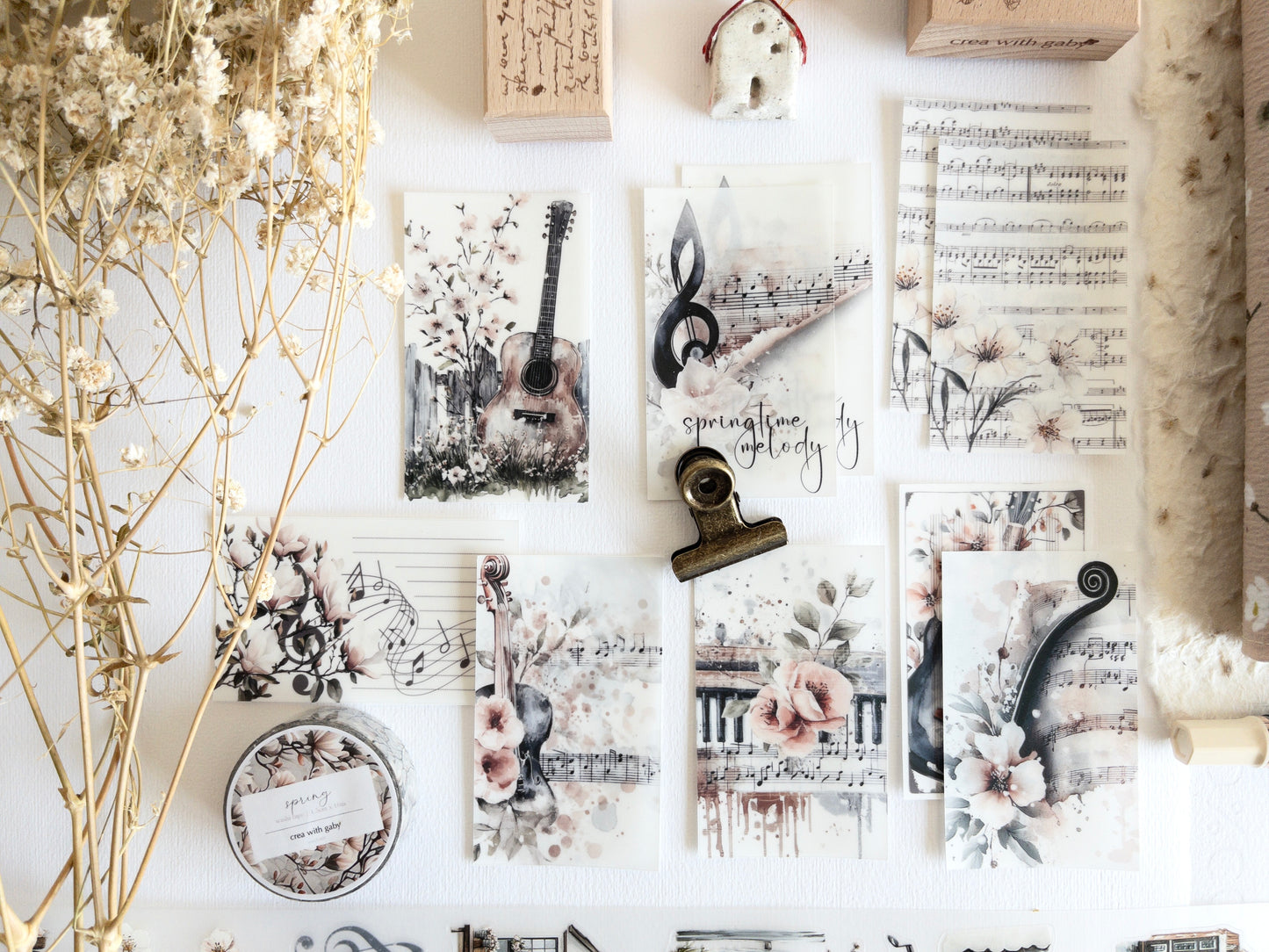 Small deco stickers: Set of 10 (Springtime melody)