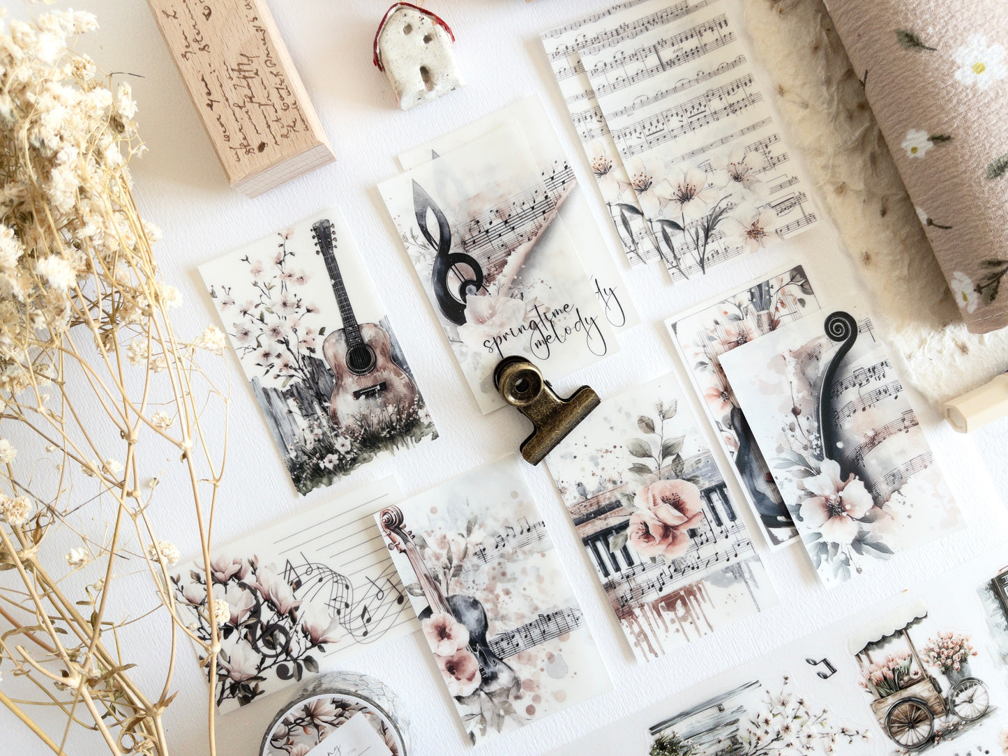 Small deco stickers: Set of 10 (Springtime melody)