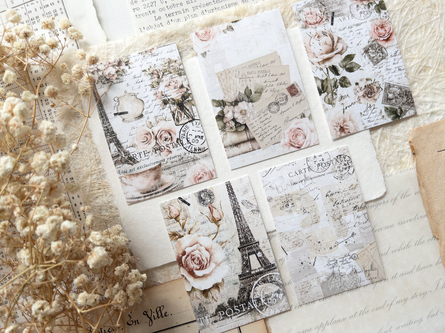 Journaling cards: French romance (set of 5)