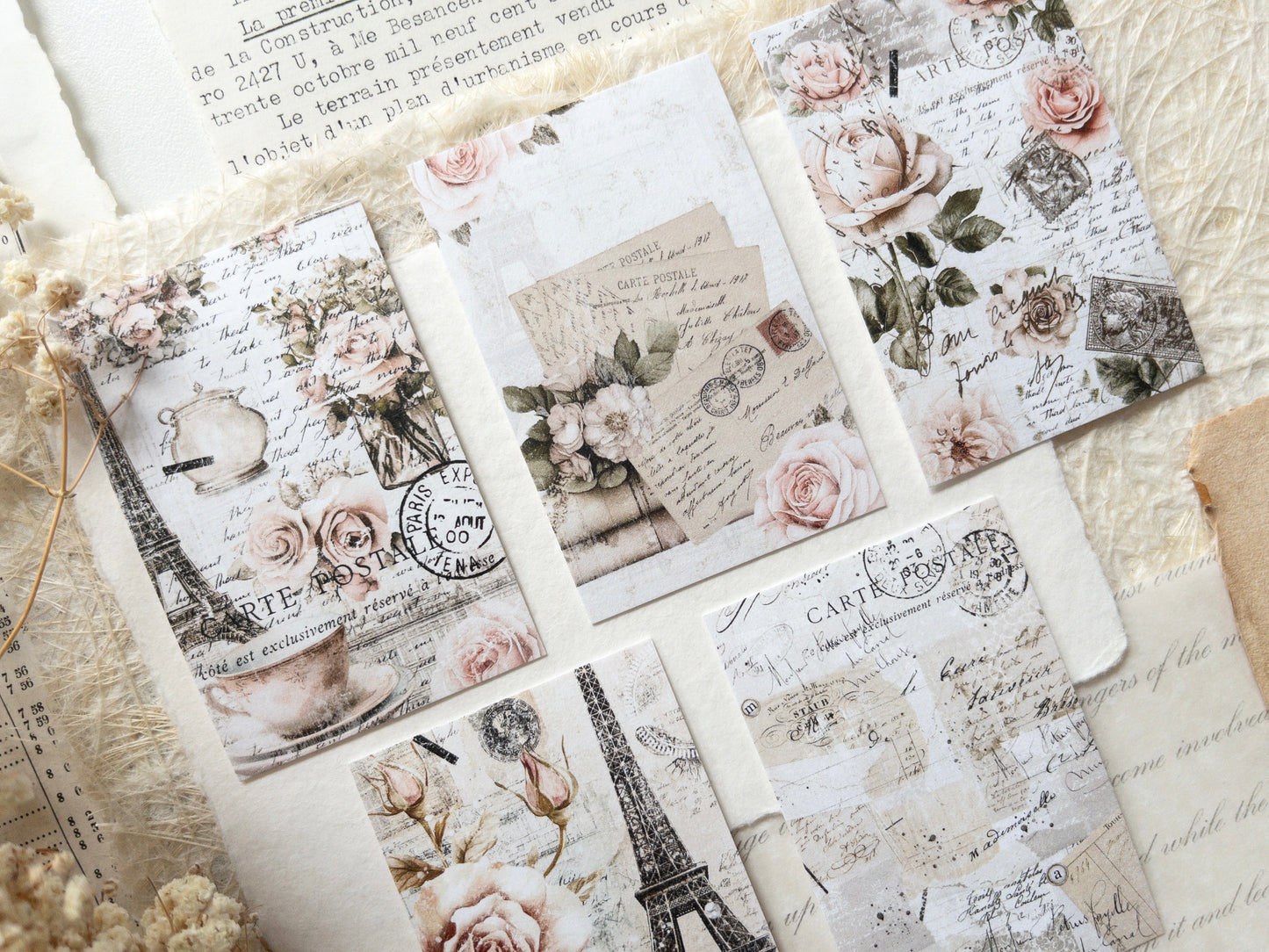 Journaling cards: French romance (set of 5)