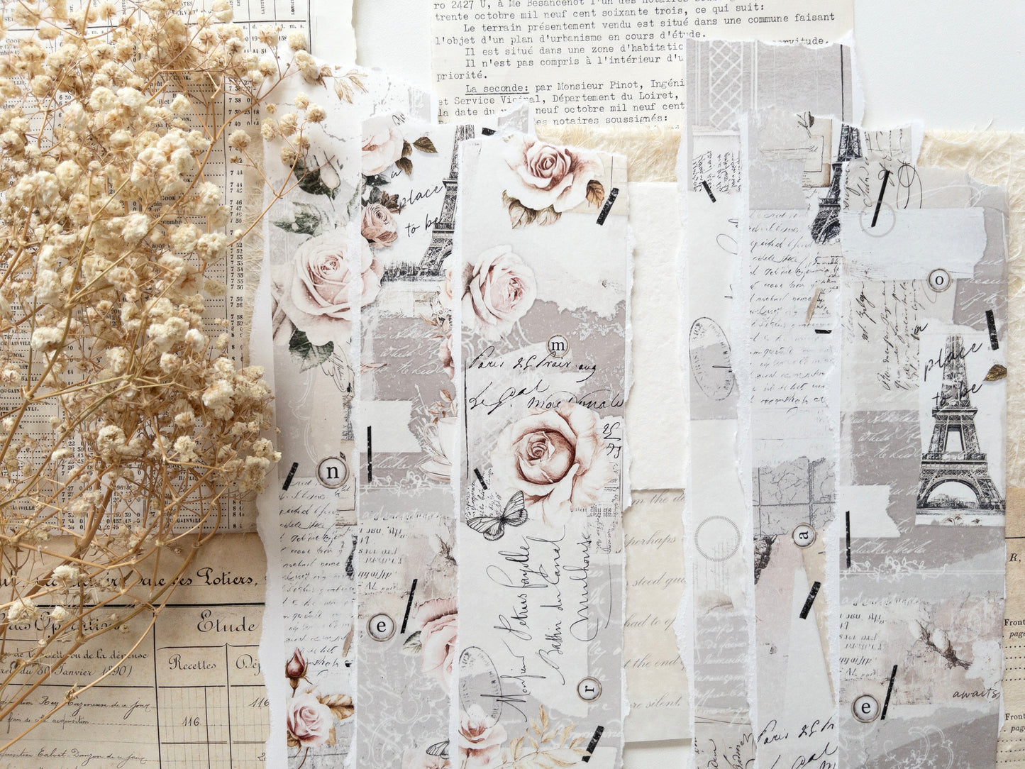 Washi tape with backing paper set: French romance (Save 10%)