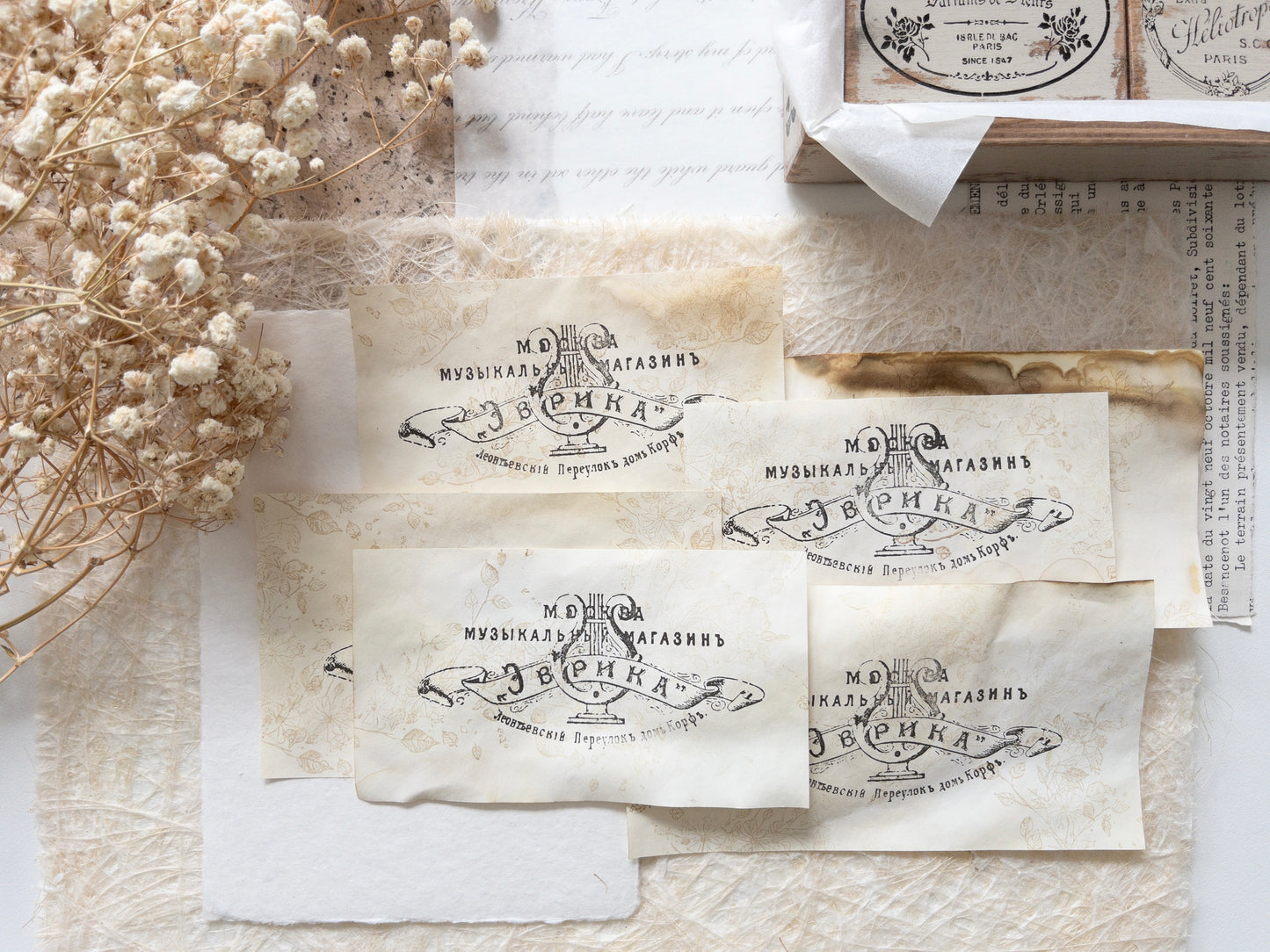 Handmade faux ephemera pack (French romance)