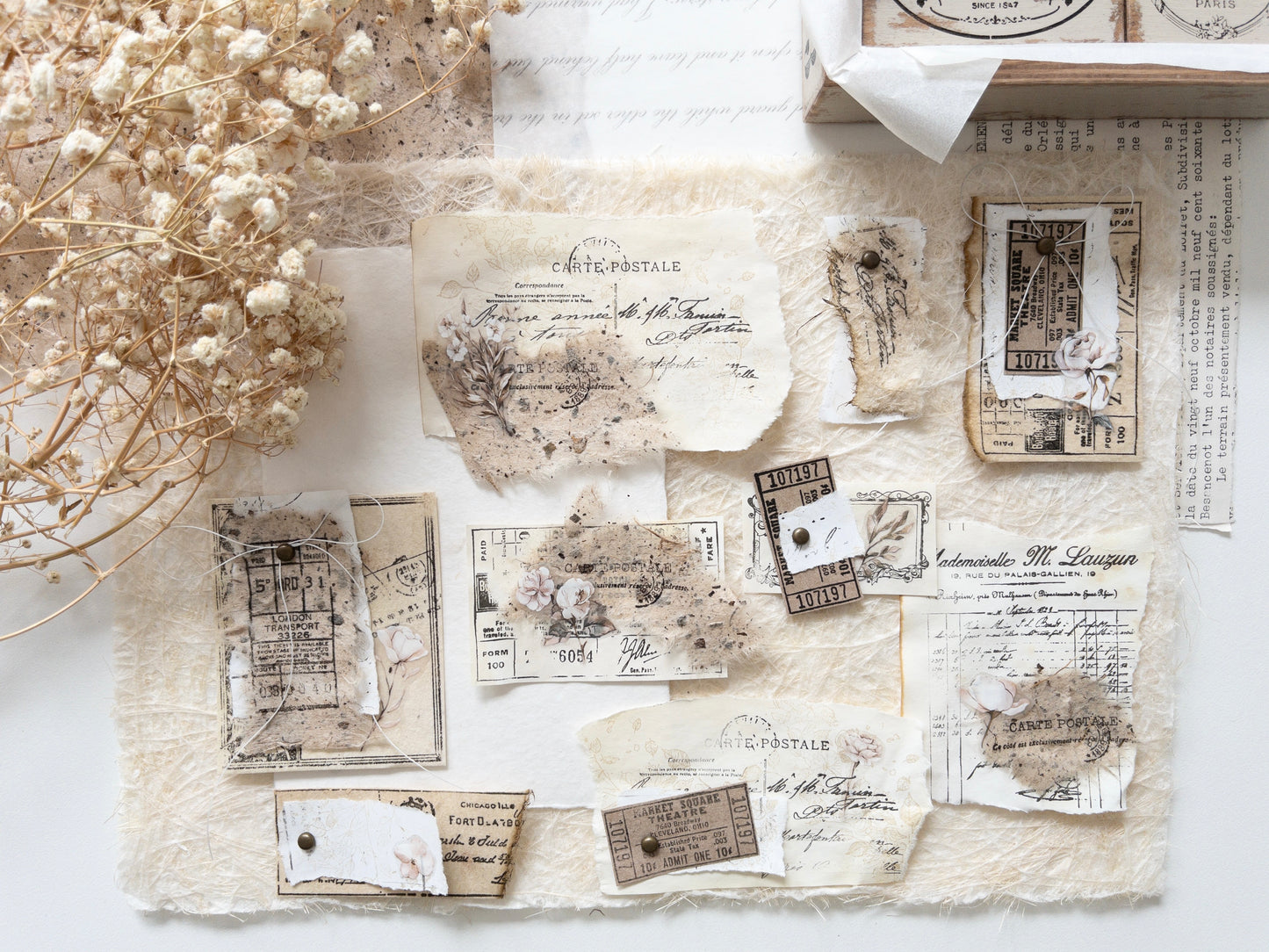 Handmade faux ephemera pack (French romance)