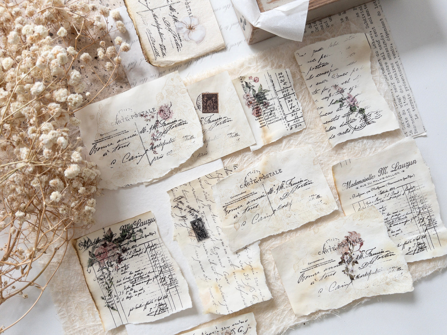 Handmade faux ephemera pack (French romance)