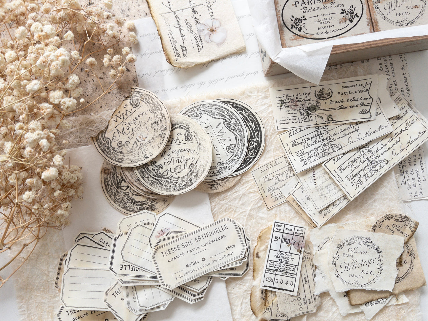 Handmade faux ephemera pack (French romance)
