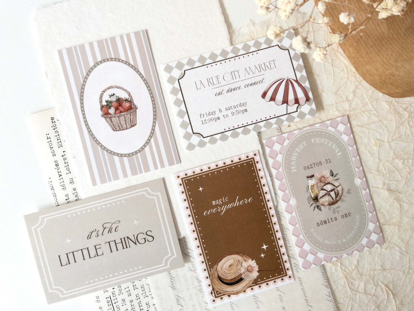 Journaling cards: Little delights (set of 5)
