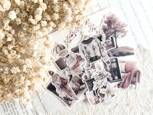 Fall sticker flakes set: Autumn's pause (28 pieces)