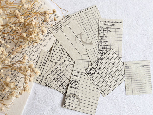 Faux library cards - journaling ephemera (Set of 10)