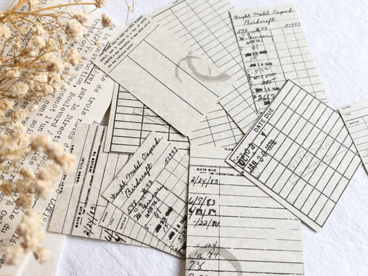 Faux library cards - journaling ephemera (Set of 10)
