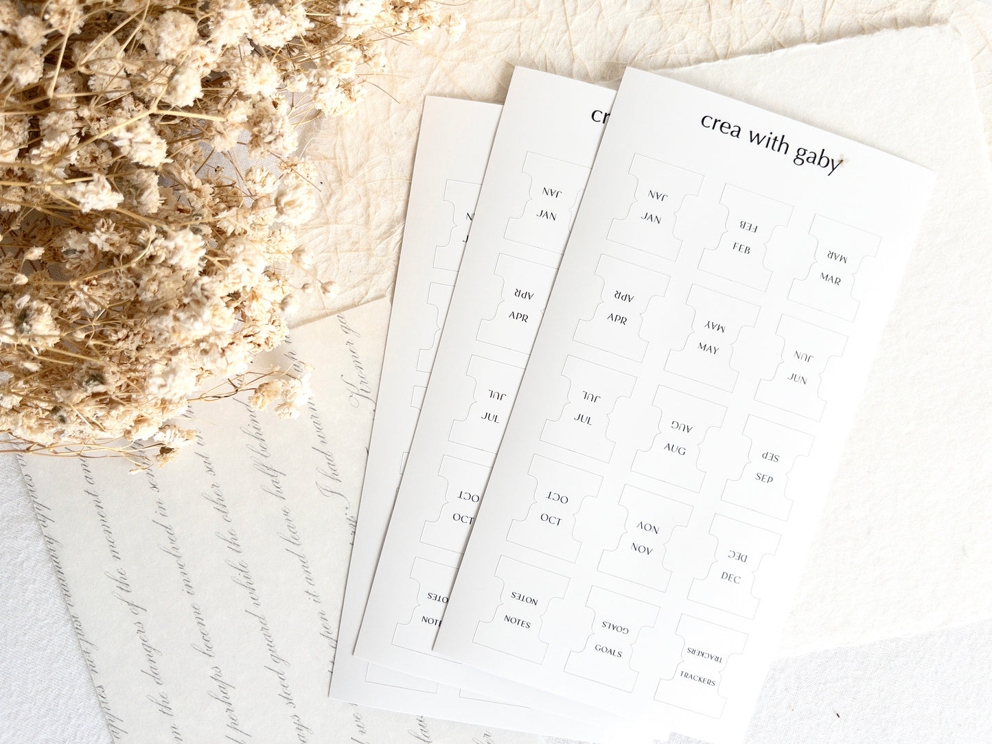 Small minimal monthly tabs: Functional stickers