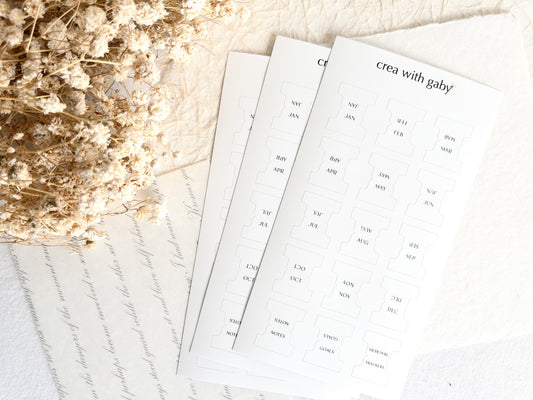 Small minimal monthly tabs: Functional stickers