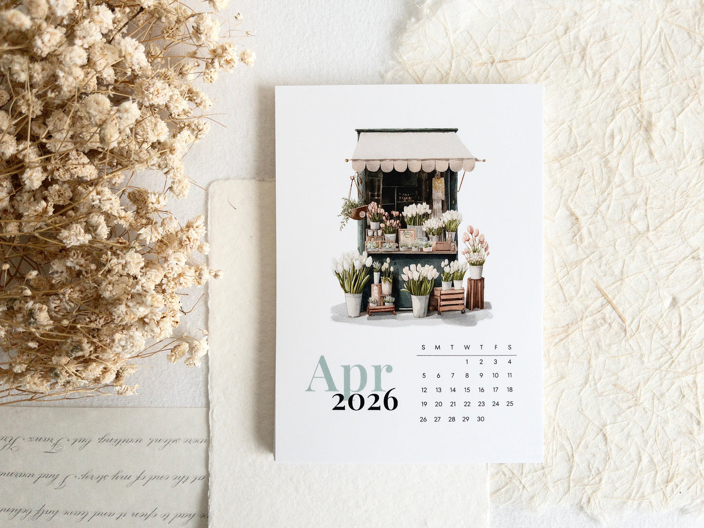 2026 calendar: Watercolour scenes