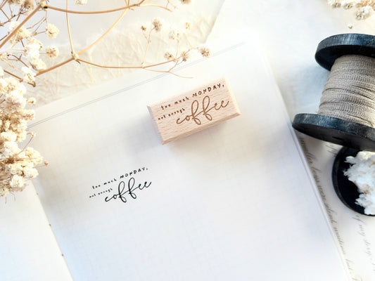 Too much Monday, not enough coffee: Rubber stamp