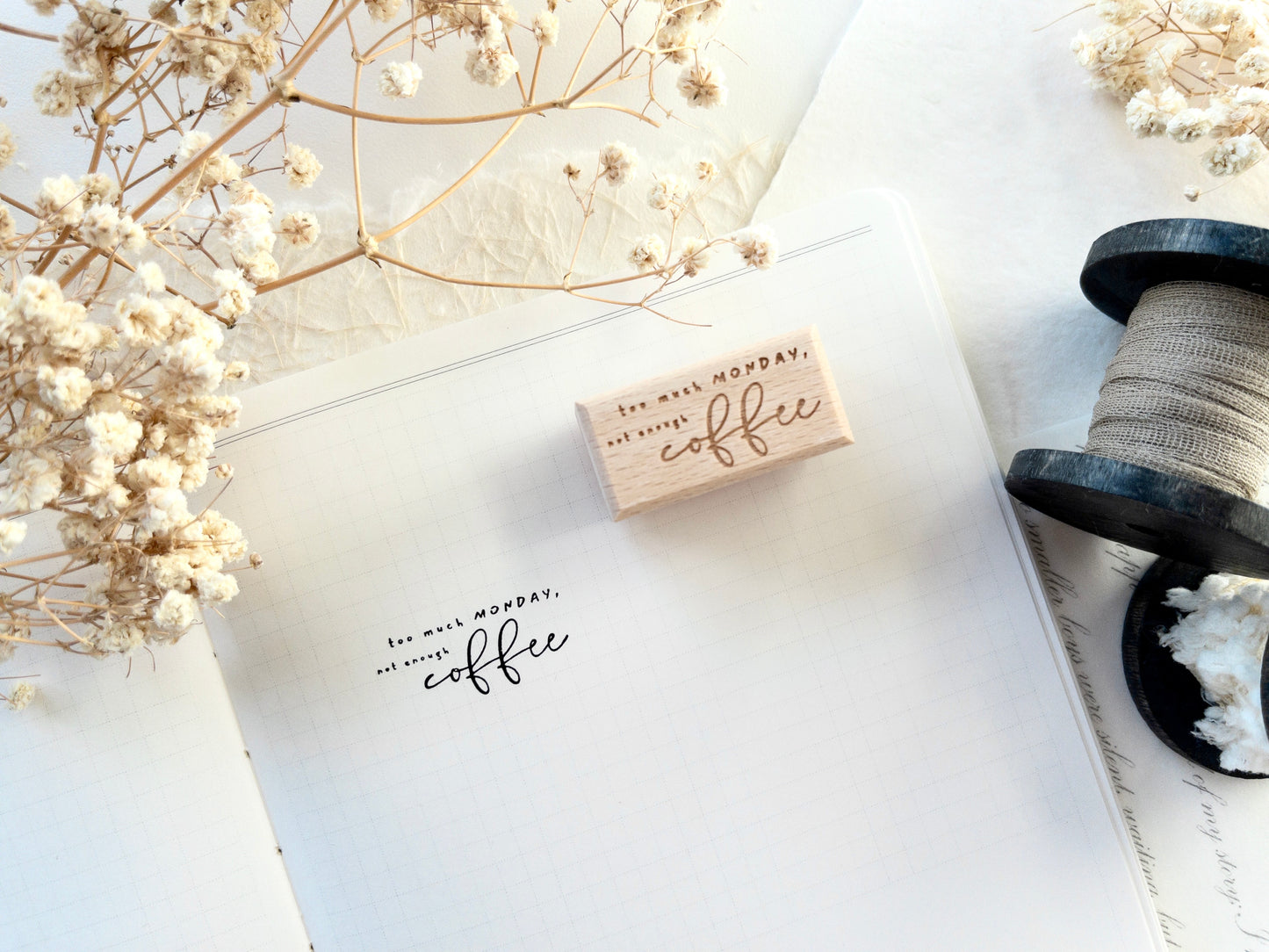 Too much Monday, not enough coffee: Rubber stamp