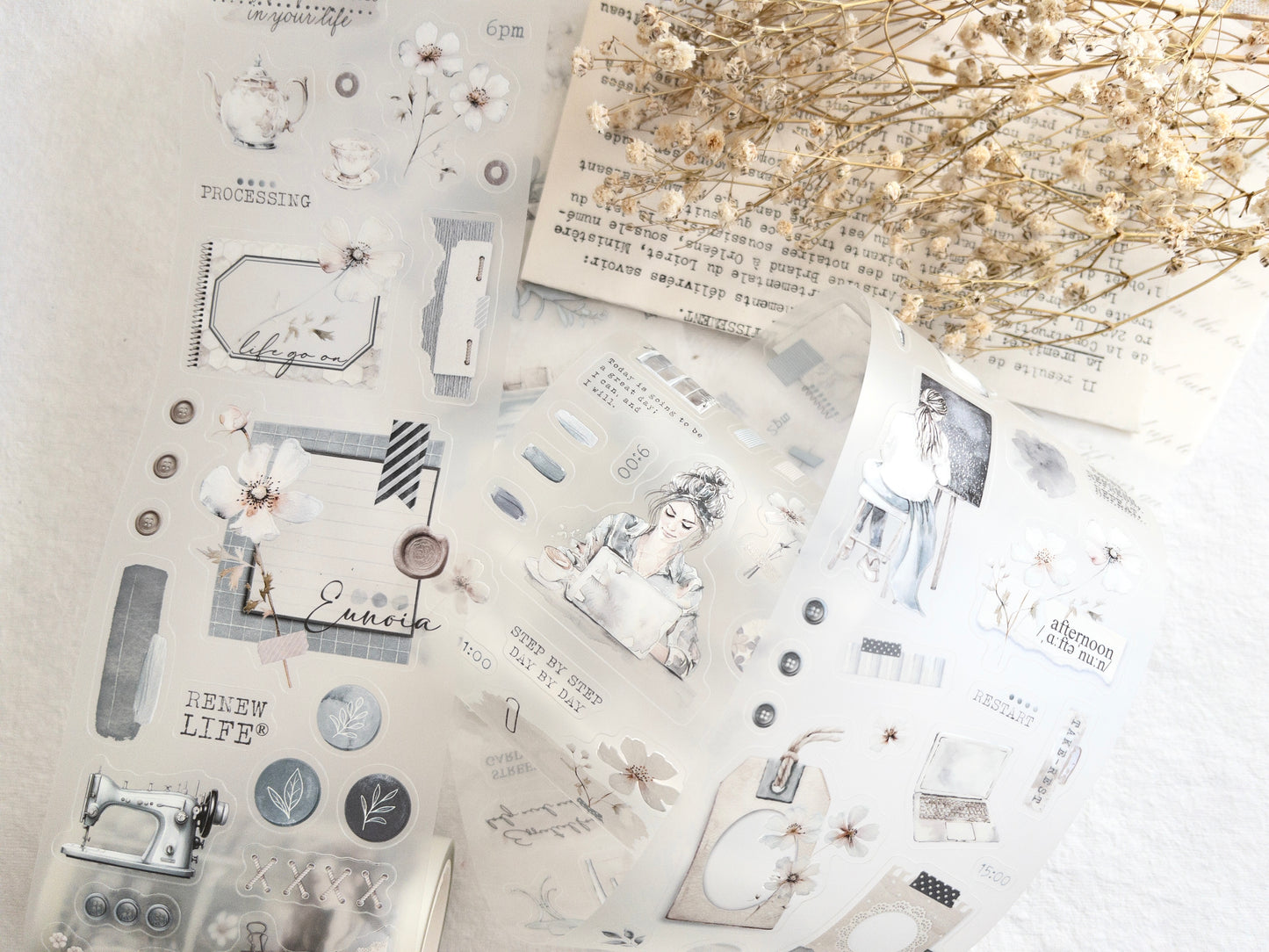Journal Pages pre-cut PET tape: Neutral white (100cm loop)