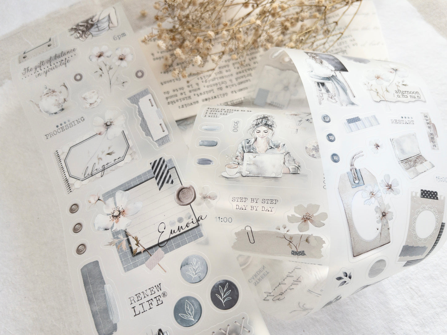 Journal Pages pre-cut PET tape: Neutral white (100cm loop)