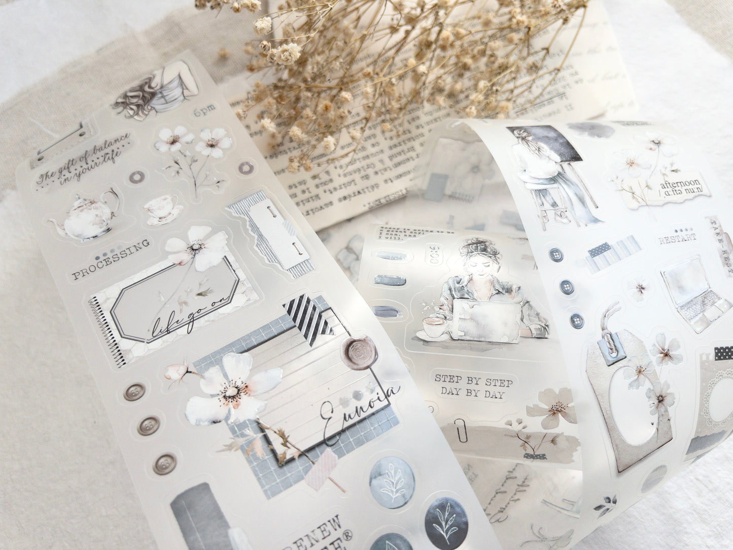 Journal Pages pre-cut PET tape: Neutral white (100cm loop)