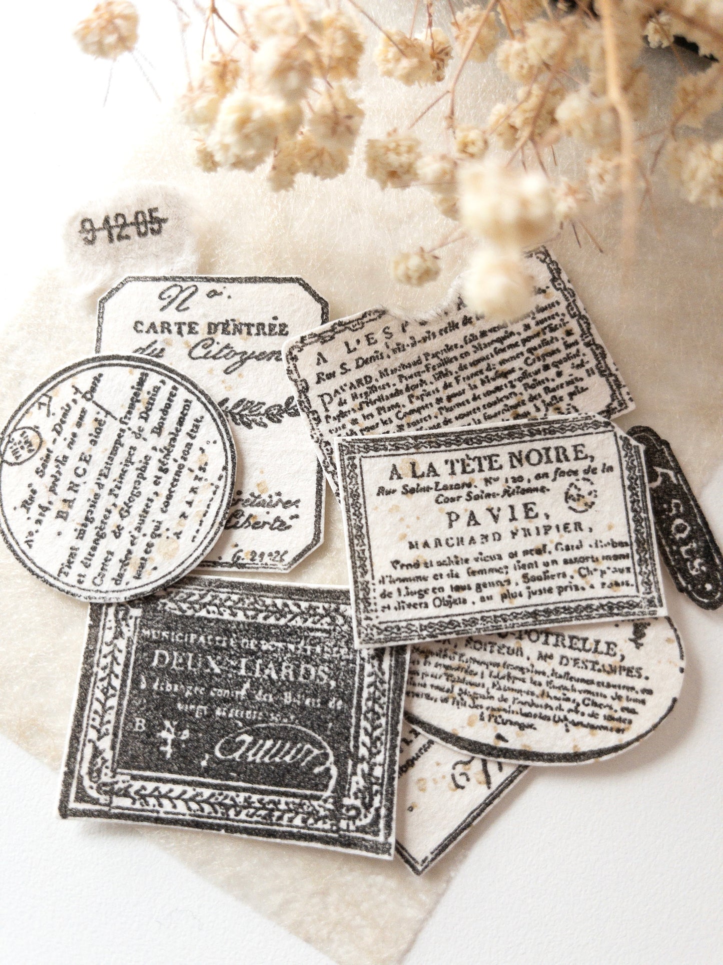 Clear stamp set: Vintage french labels (9 stamps)