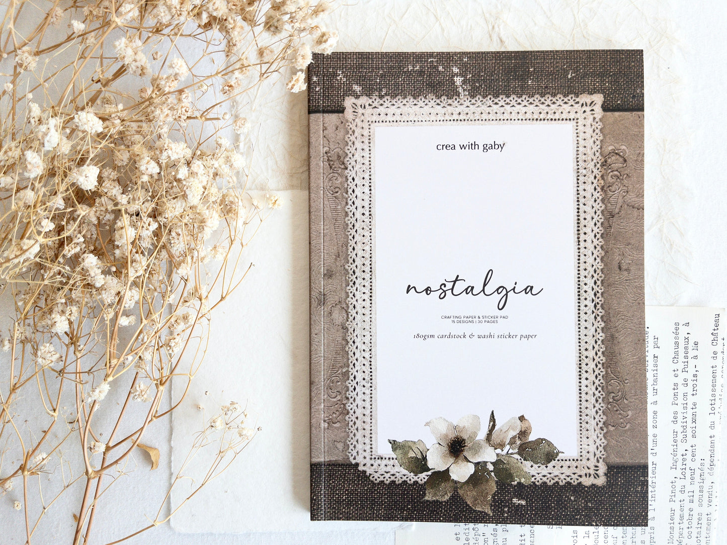 Crafting paper & sticker pad: Nostalgia (February 2026 sub kit)