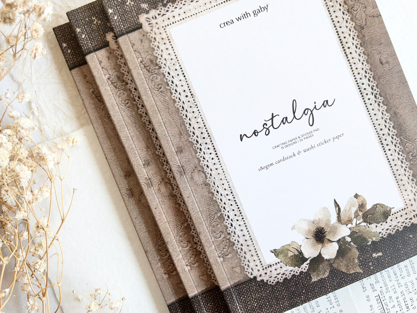 Crafting paper & sticker pad: Nostalgia (February 2026 sub kit)