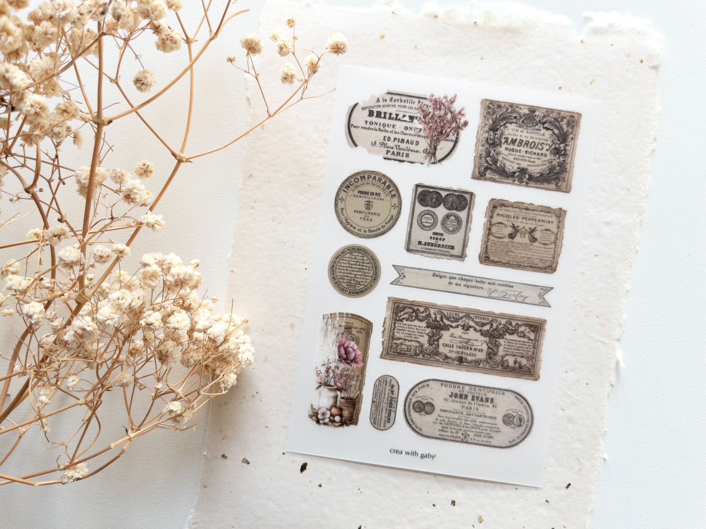 Transfer stickers: Spring cottage labels