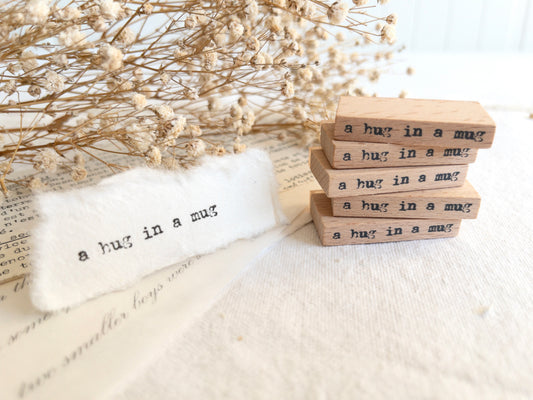 Rubber stamp: A hug in a mug