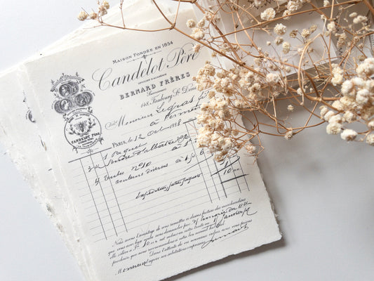 Handmade, printed deco paper: Vintage receipt