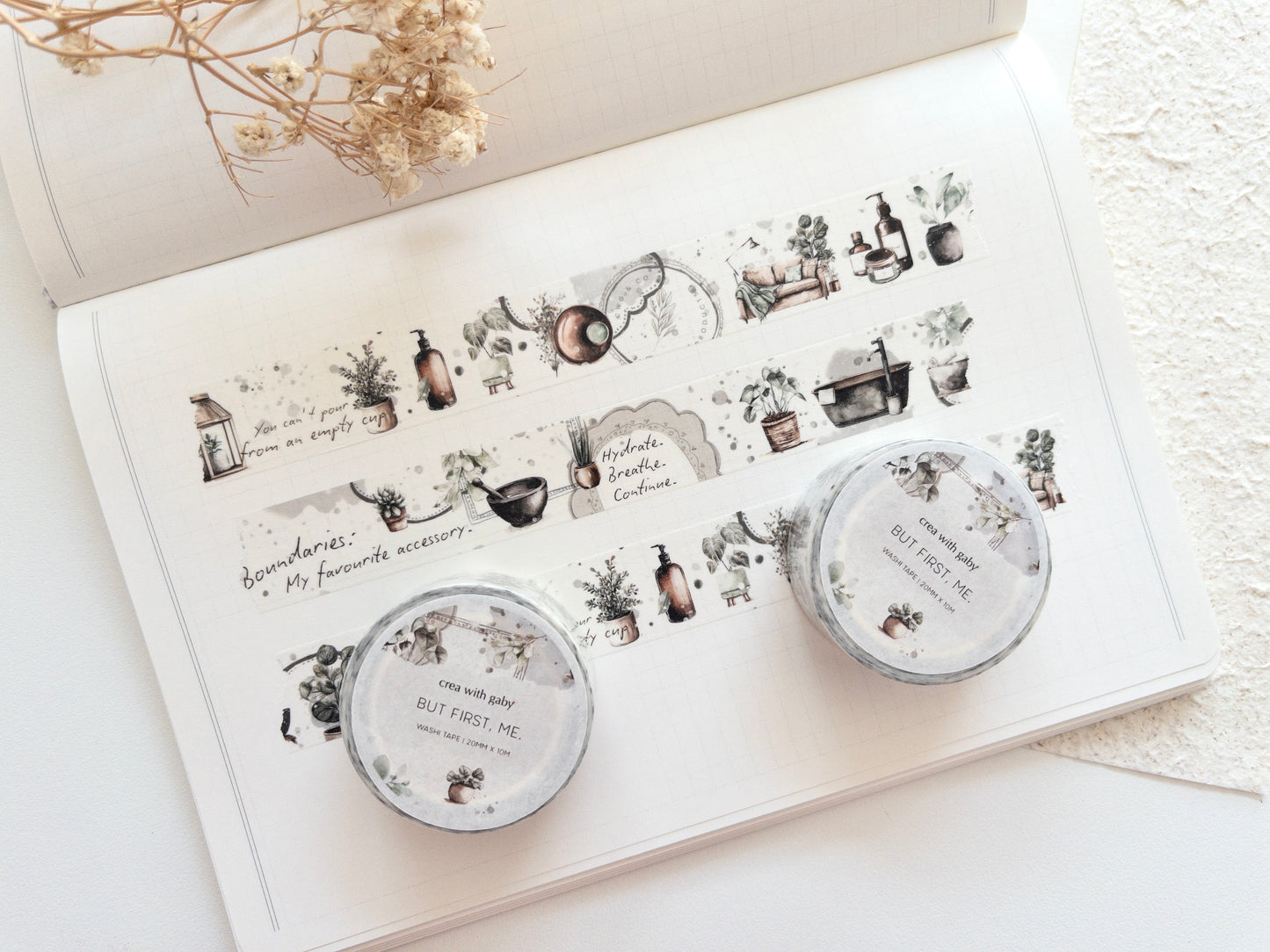 Self-care washi tape: But first, me (April 2026 sub kit)