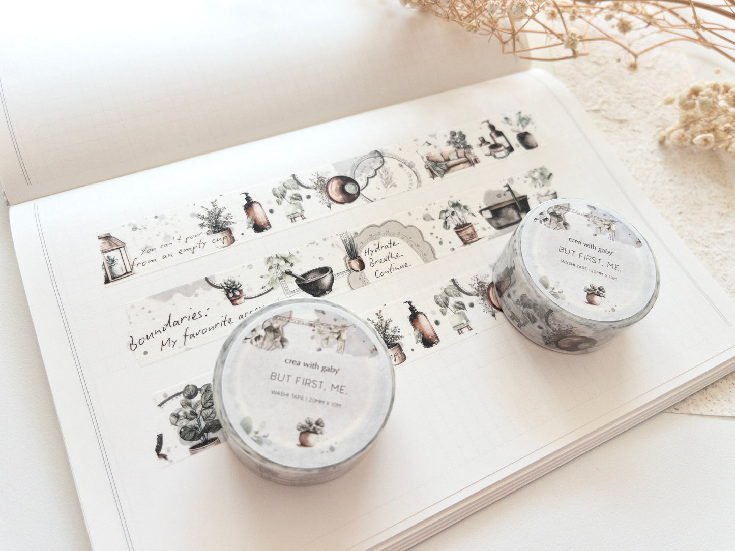 Self-care washi tape: But first, me (April 2026 sub kit)