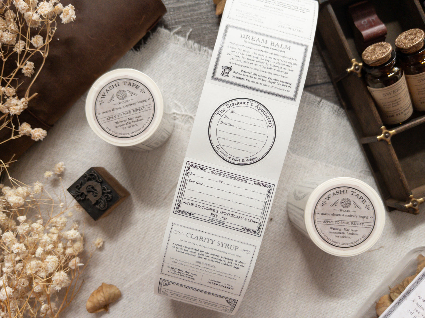 Pre-cut washi tape with backing paper: The Stationer's Label Roll