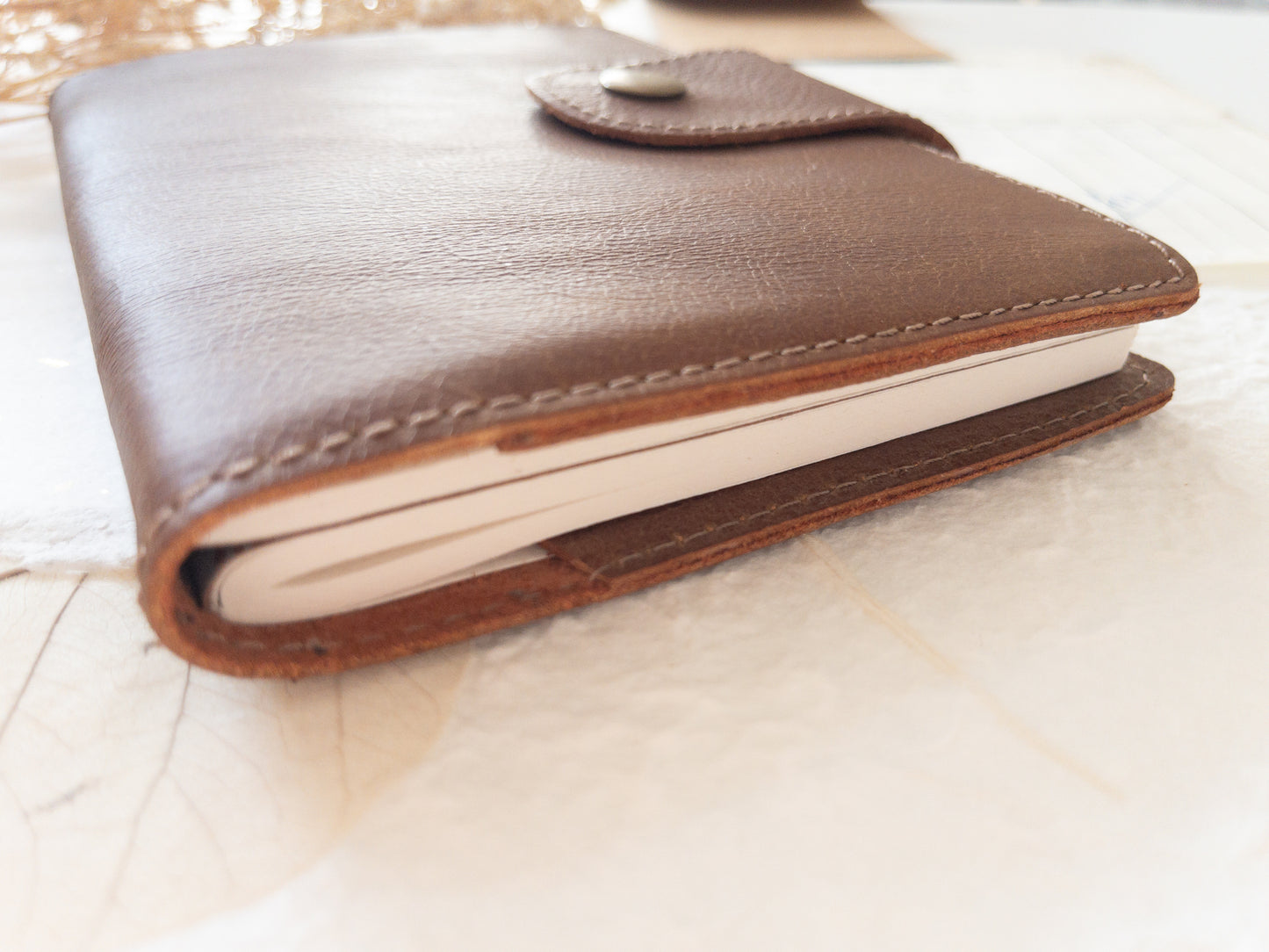 Leather cover with 2 handmade paper insert (B6)