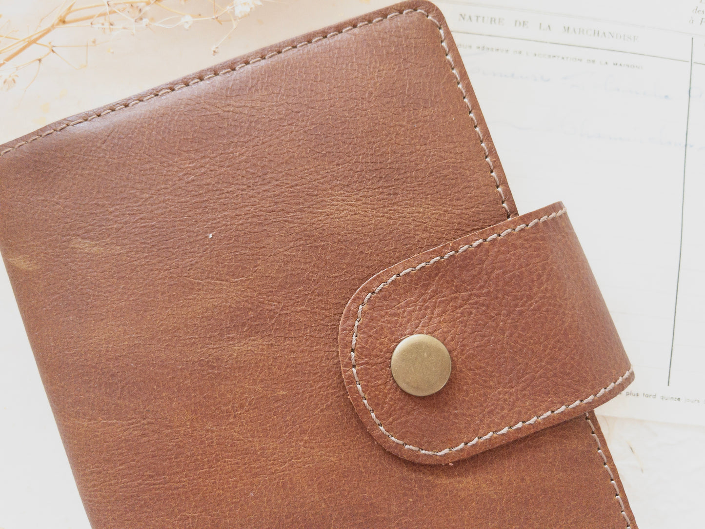 Leather cover with 2 handmade paper insert (B6)