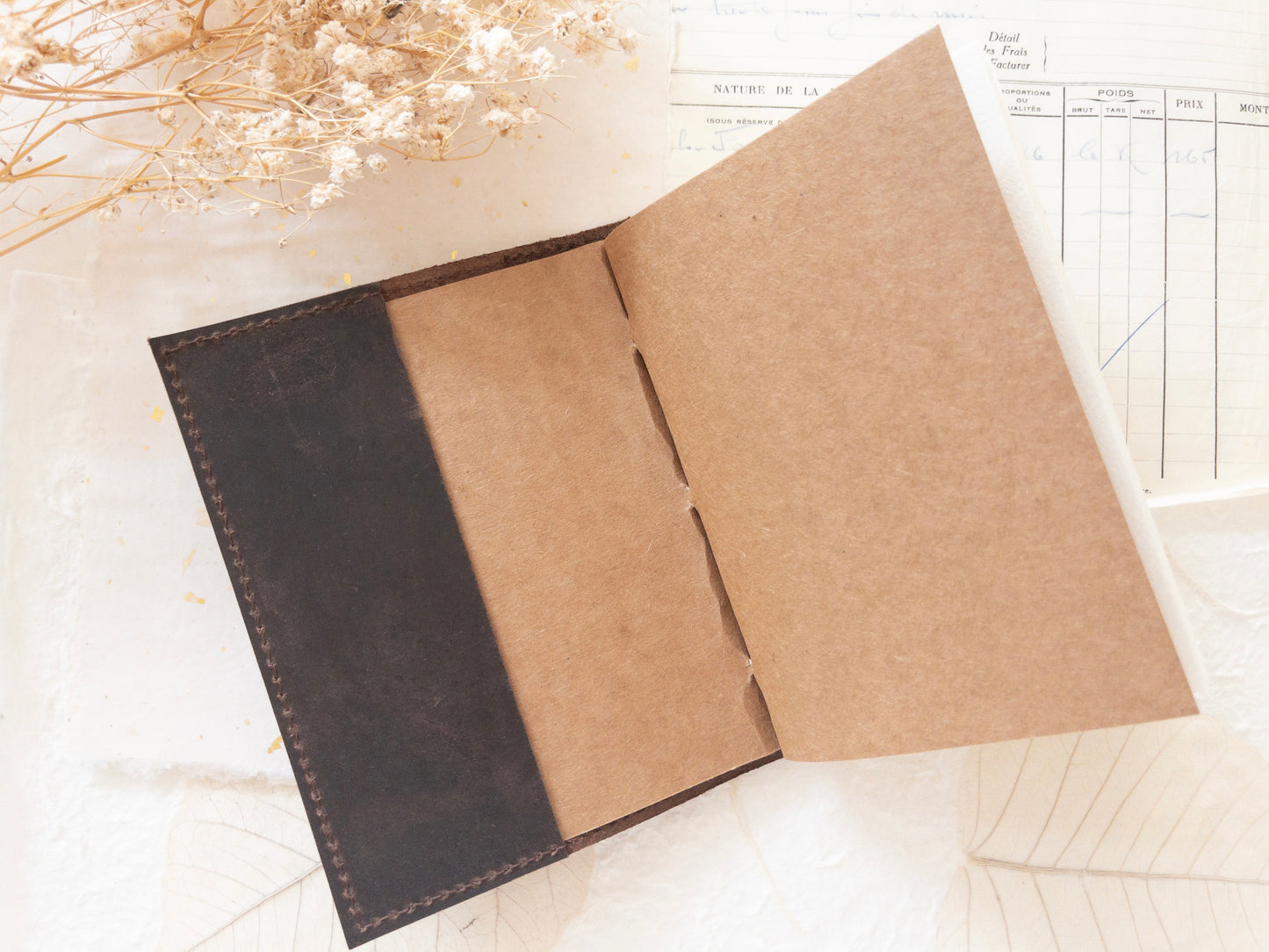 Leather cover with handmade paper insert (A5 & A6)