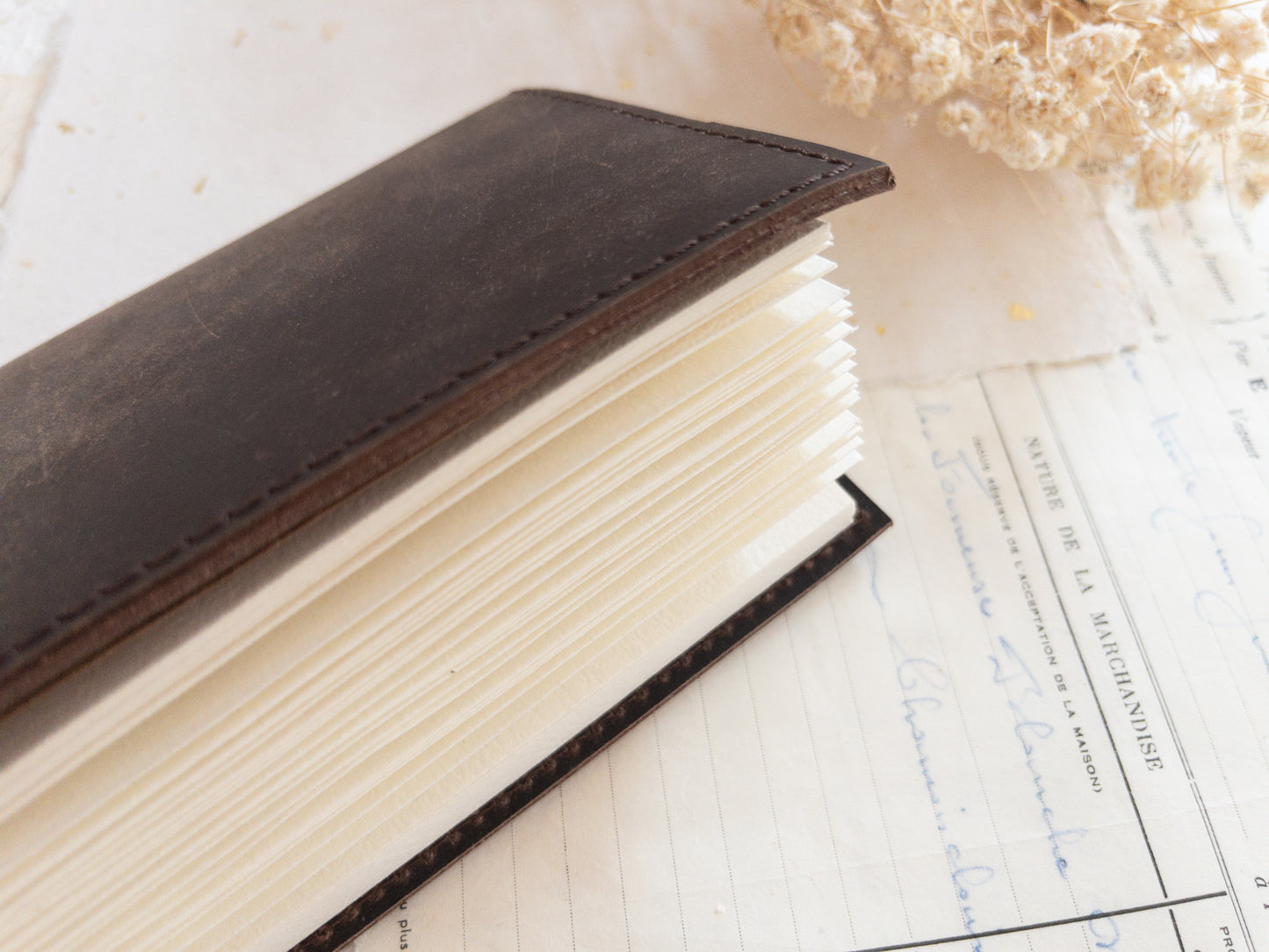 Leather cover with handmade paper insert (A5 & A6)