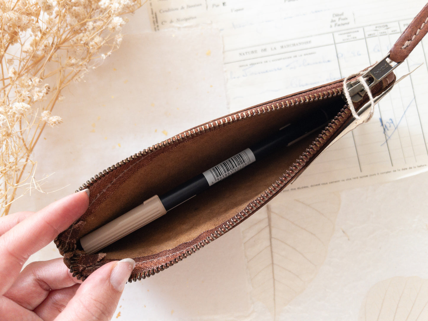 Leather pen pouches