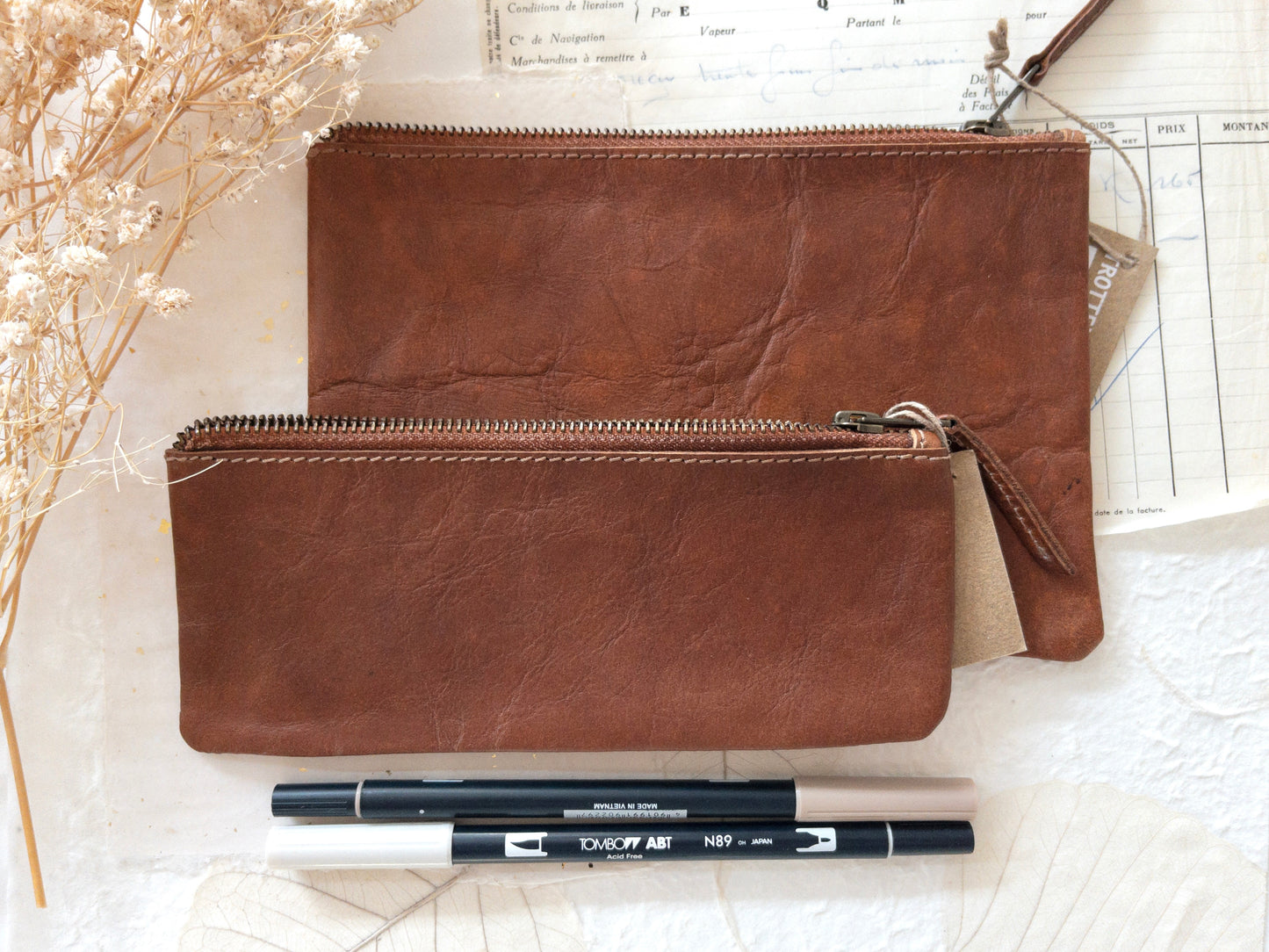 Leather pen pouches