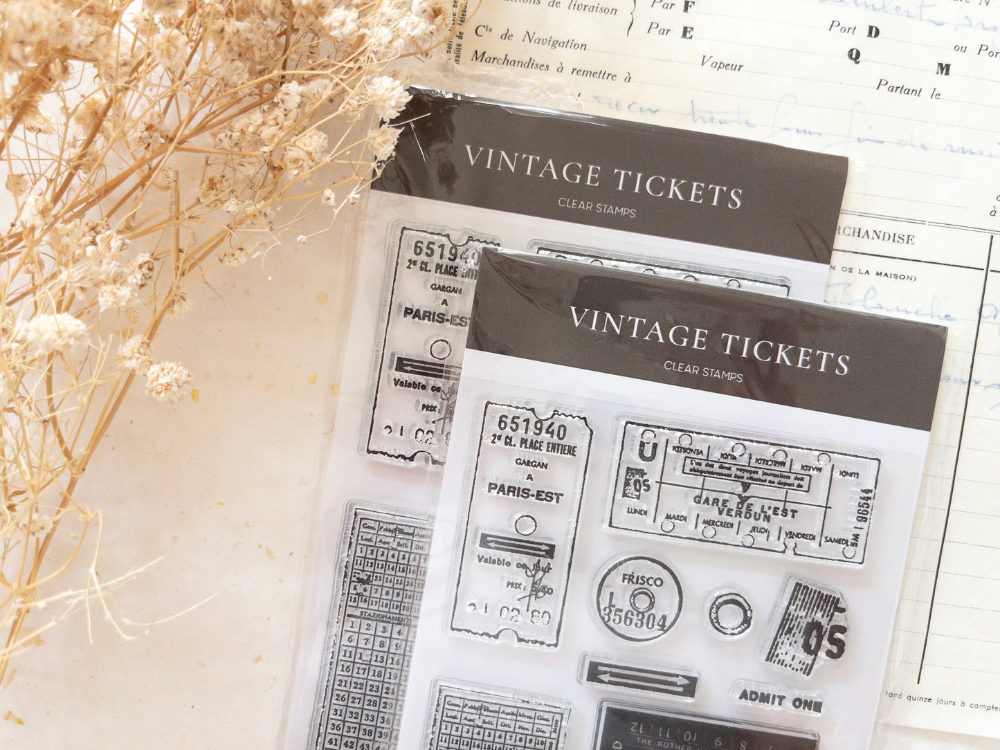 Clear stamp set: Vintage tickets (11 stamps) (August 2026 sub kit)