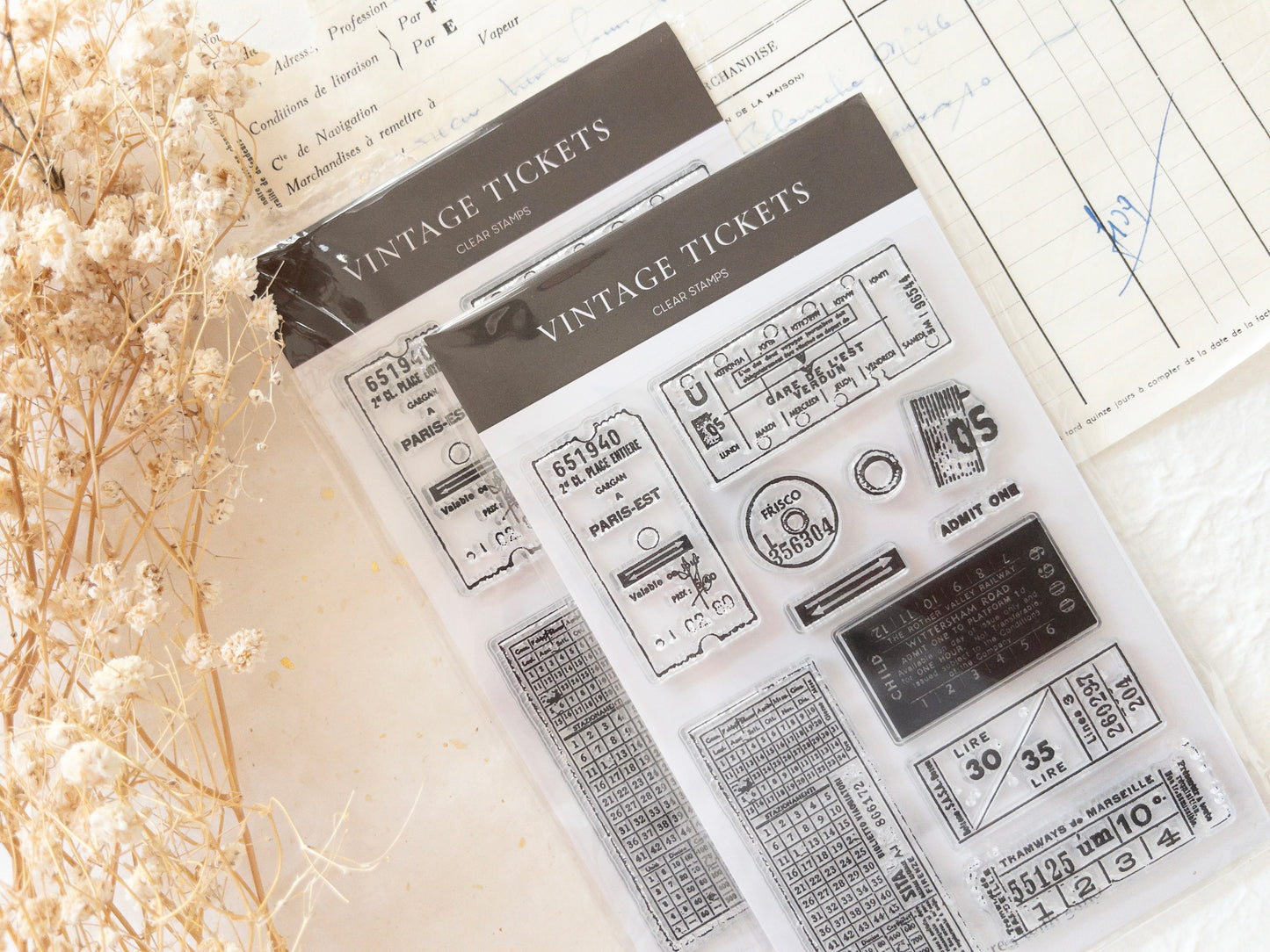 Clear stamp set: Vintage tickets (11 stamps) (August 2026 sub kit)